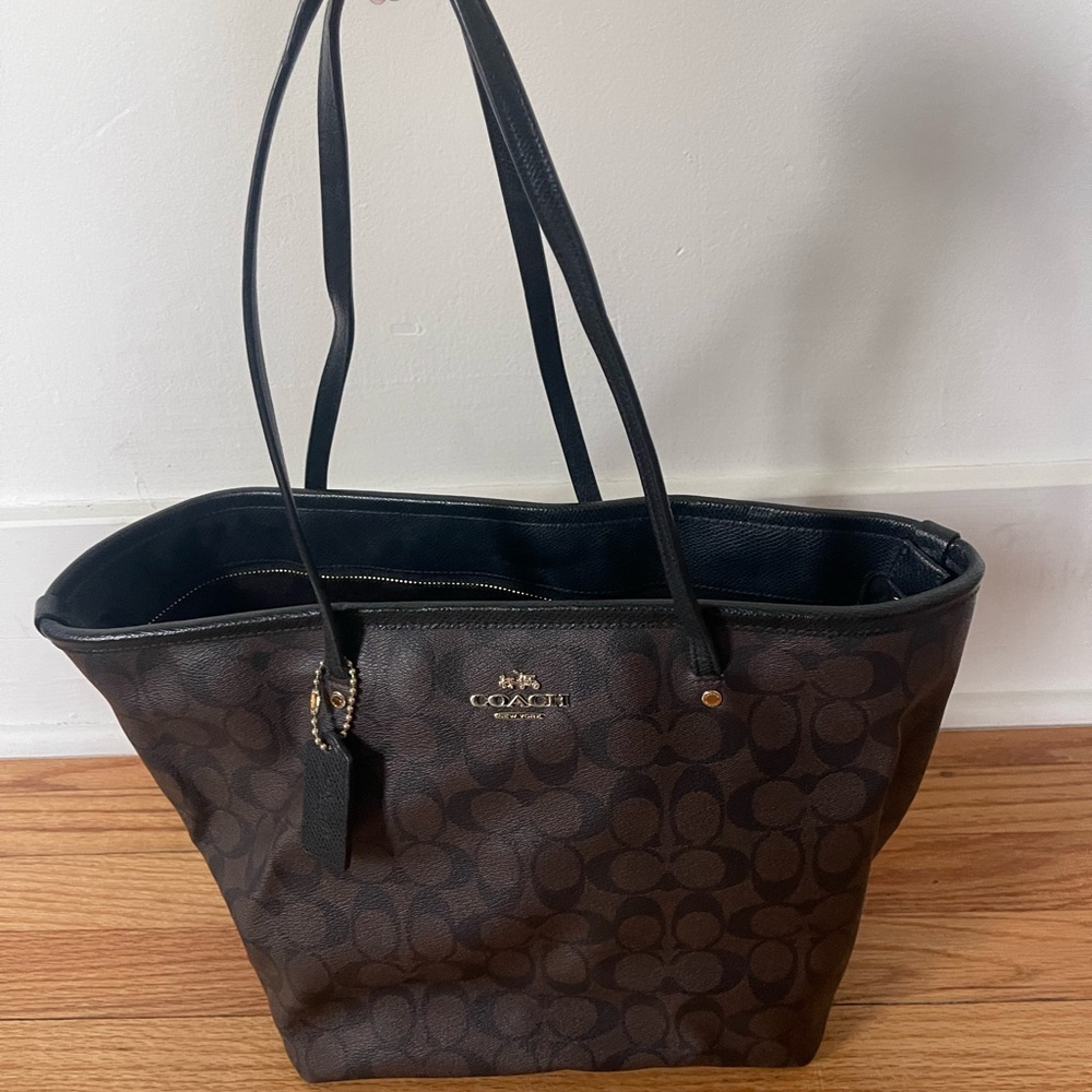 Coach City Signature Dark Brown Tote
